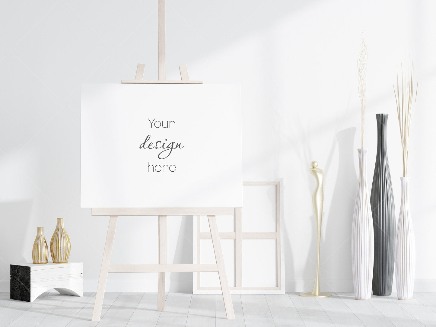 Canvas Mockup PSD, Easel Mockup, Horizontal Canvas Mockup Smart Object in Photoshop, Minimalist Landscape Canvas Mockup JPG PSD