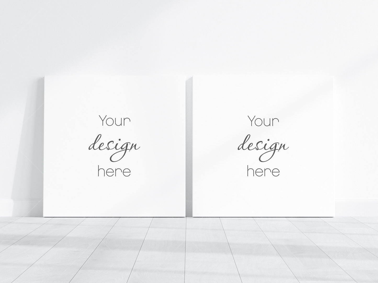 Two 1x1 Canvases Mockup PSD, 2 Square Canvases Mockup Smart Object in Photoshop, Minimalist Square Canvases Mockup JPG PSD