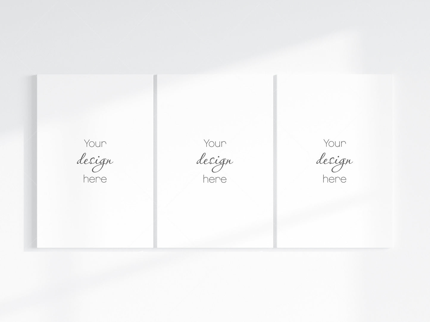 Three Canvases Mockup 2x3 PSD, Vertical Canvas Mockup Smart Object in Photoshop, Minimalist Portrate Canvas Mockup JPG PSD