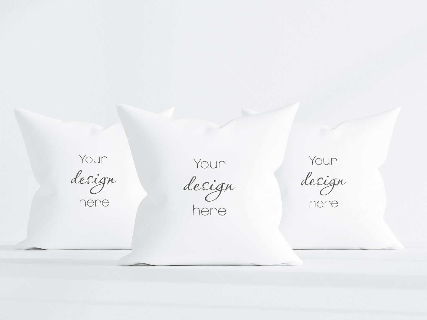 3 Pillows Mockup PSD, Three White Pillows Mockup, Square Pillows Smart Object in Photoshop, Minimalist Square Pillows Mockup JPG PSD