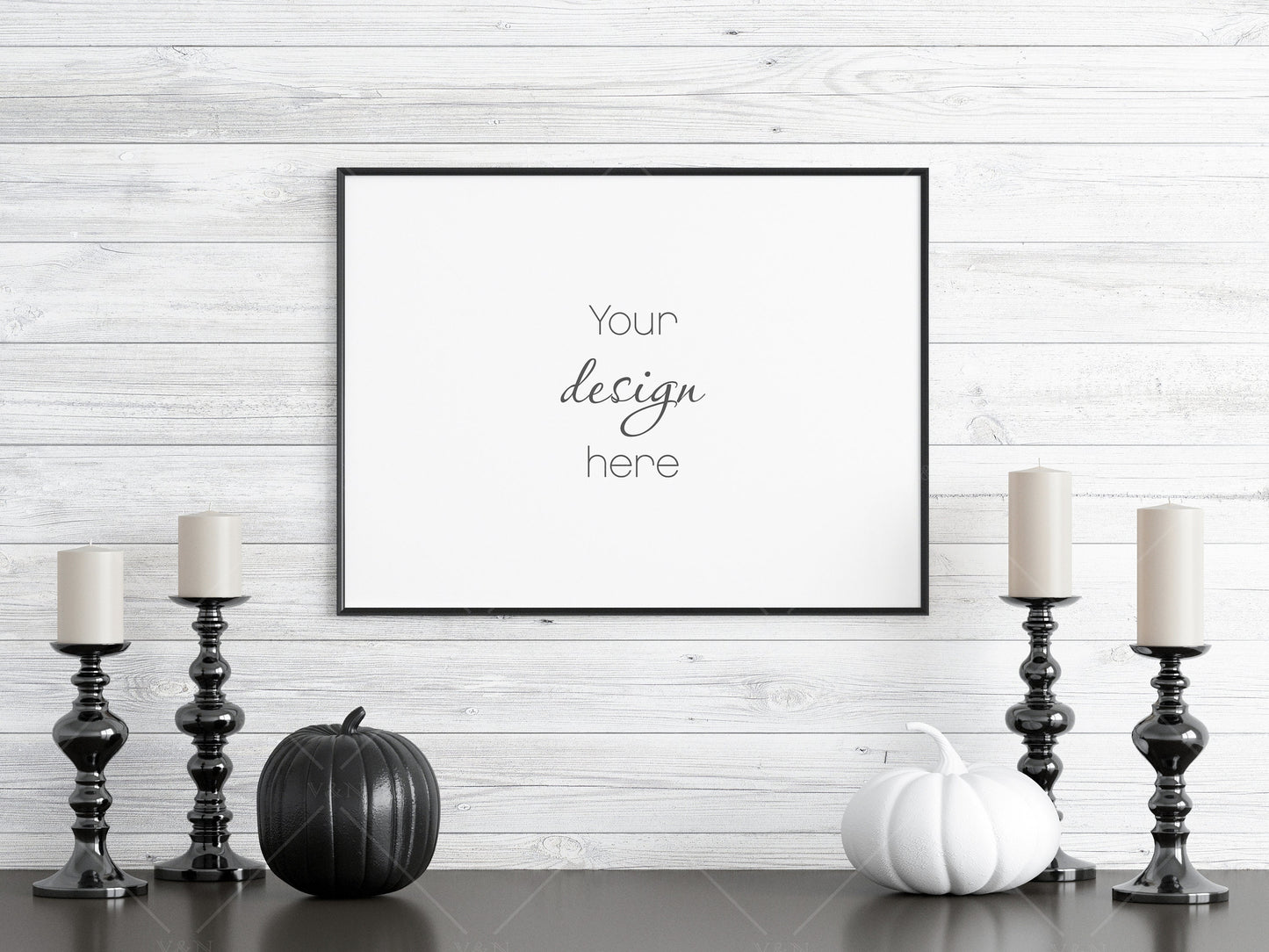 Halloween Frame Mockup 3:4 ratio, Minimalist Frame Mockup, Horizontal Black Frame Mockup, Landscape Frame Mockup Halloween, PSD JPG PNG