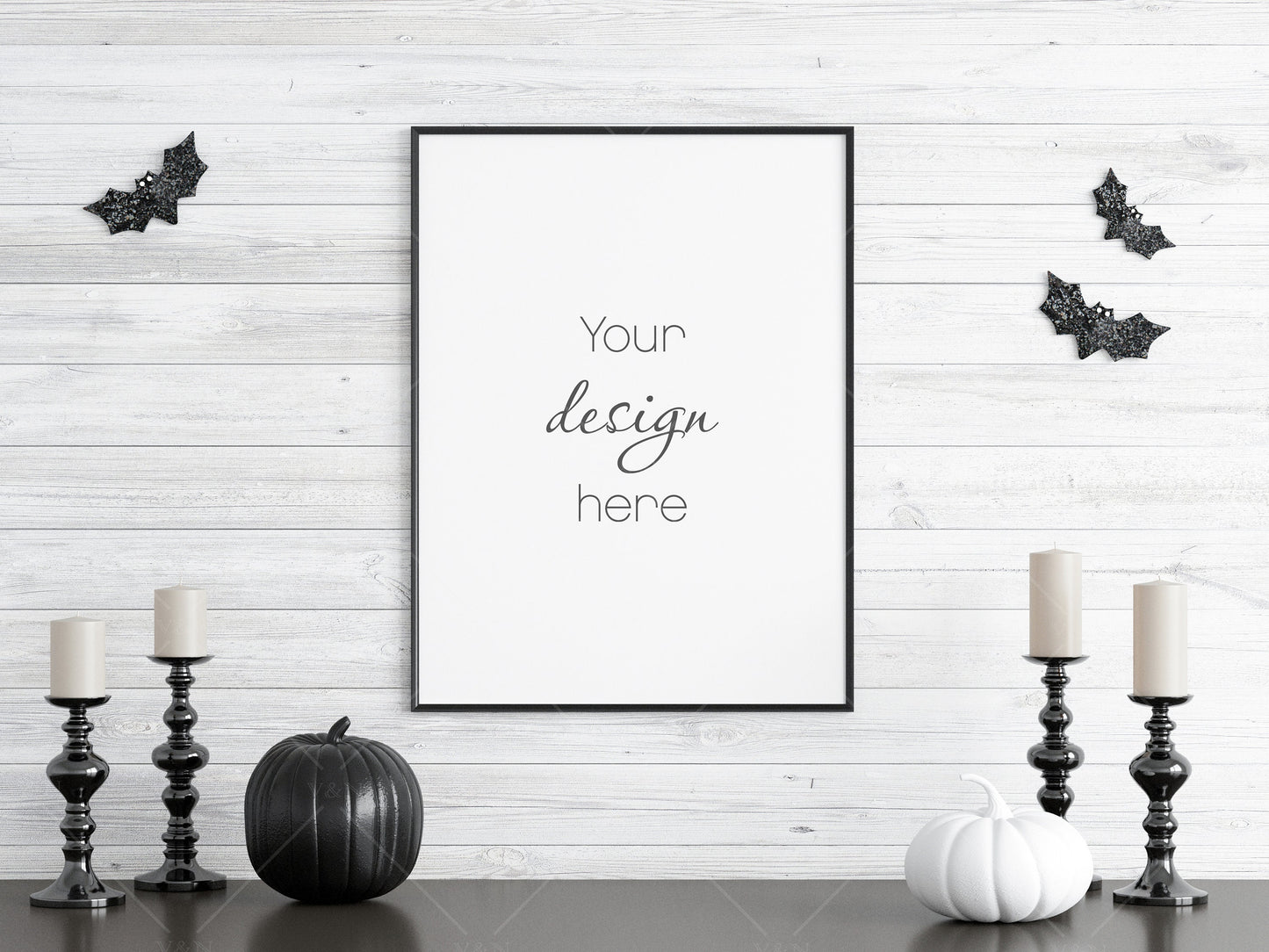 Halloween Frame Mockup 3:4 ratio, Minimalist Frame Mockup, Vertical Black Frame Mockup, Portrait Frame Mockup Halloween, PSD JPG PNG