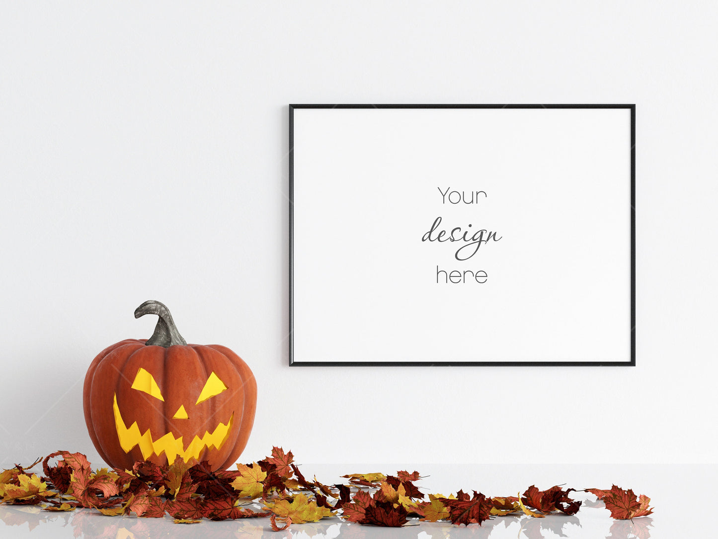 Halloween Frame Mockup 3:4 ratio, Minimalist Frame Mockup, Horizontal Black Frame Mockup, Landscape Frame Mockup Halloween, PSD JPG PNG