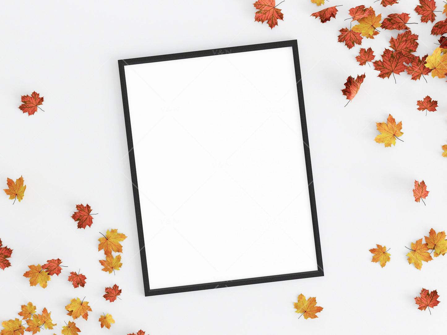 Halloween Frame Mockup 3:4 ratio, Fall Minimalist Frame Mockup, Vertical Black Frame Mockup, Portrait Frame Mockup Halloween, PSD JPG PNG