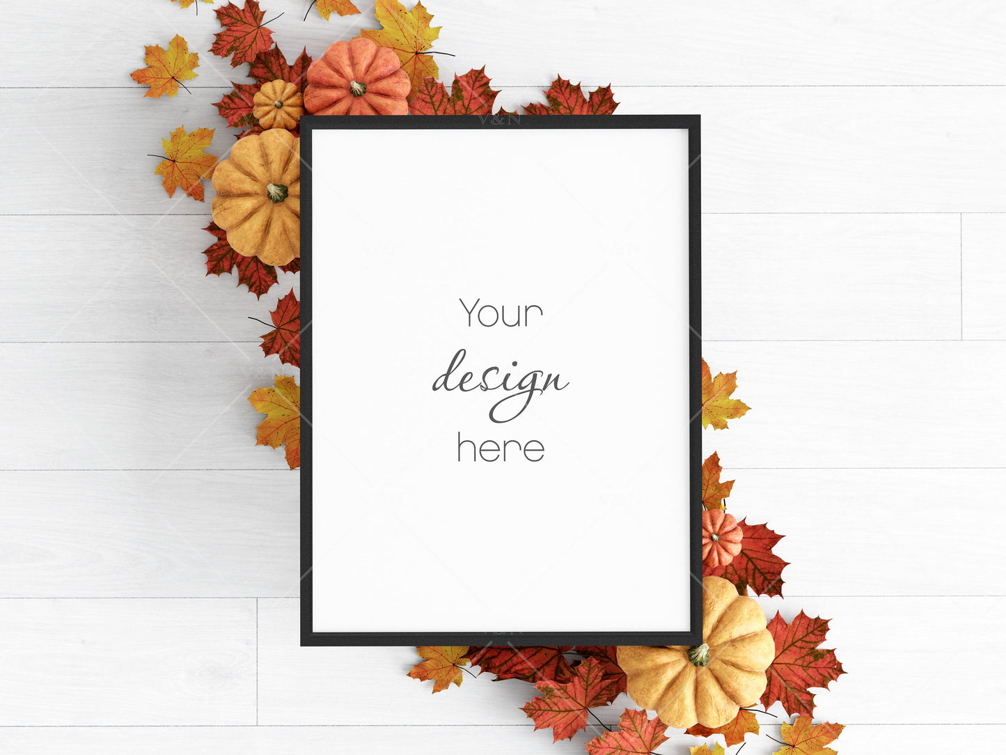 Halloween Frame Mockup 3:4 ratio, Fall Minimalist Frame Mockup, Vertical Black Frame Mockup, Portrait Frame Mockup Halloween, PSD JPG PNG