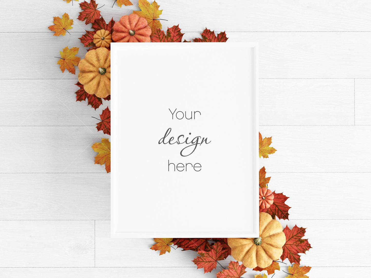 Halloween Frame Mockup 3:4 ratio, Fall Minimalist Frame Mockup, Vertical White Frame Mockup, Portrait Frame Mockup Halloween, PSD JPG PNG