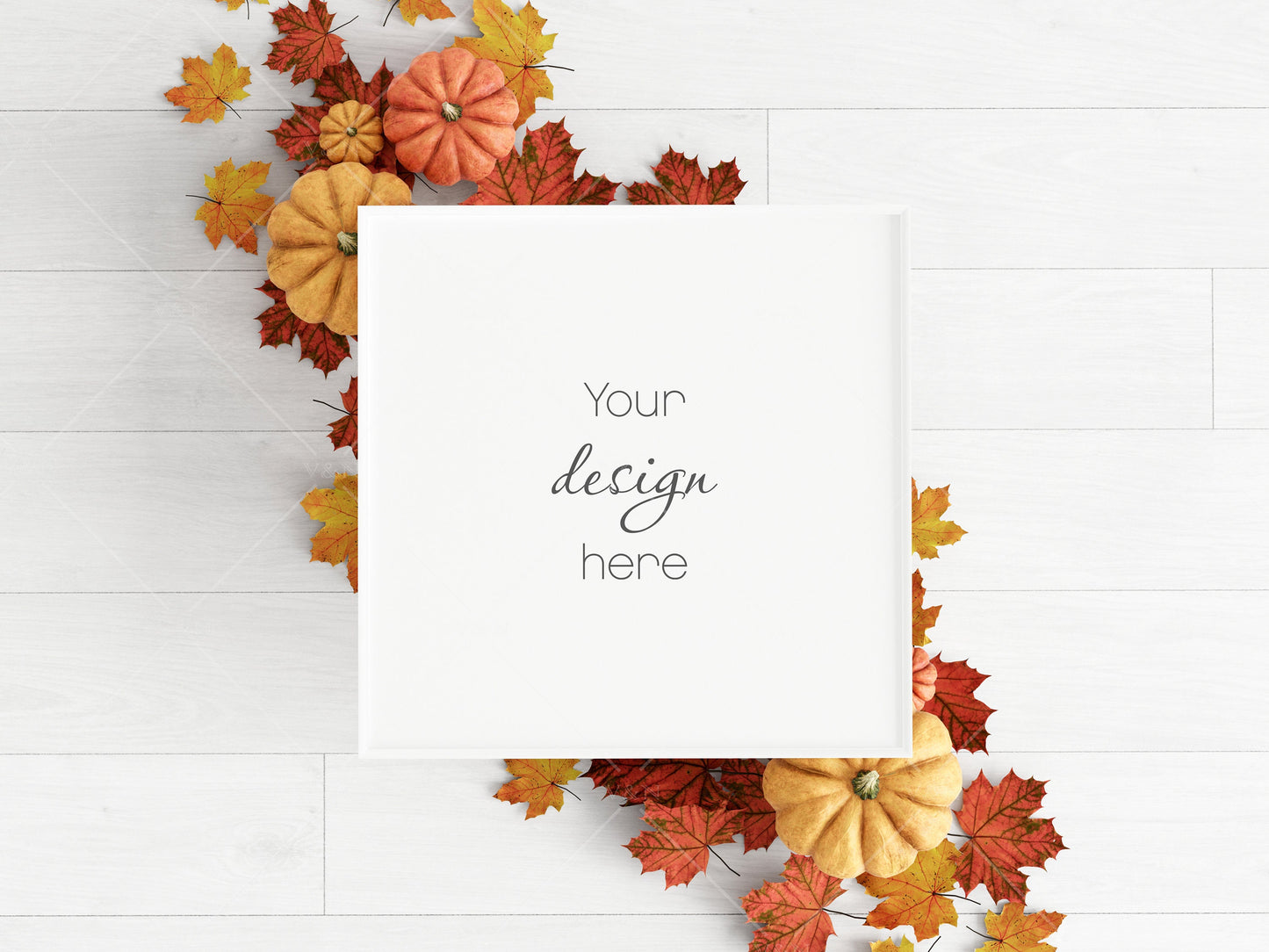 Halloween Frame Mockup 1:1 ratio, Fall Minimalist Frame Mockup, Square White Frame Mockup, Square Frame Mockup Halloween, PSD JPG PNG