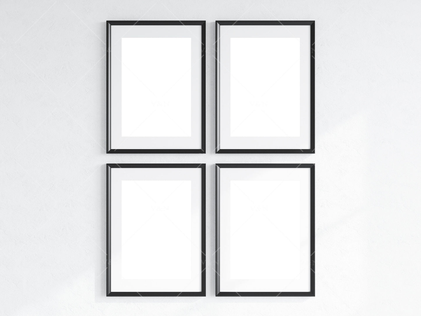 4 Minimalist Frame Mockup, Four Vertical Black Frame Mockup, Poster Mockup, Portrait Frame Mockup, Frame Mockup for Print, JPG PNG PSD