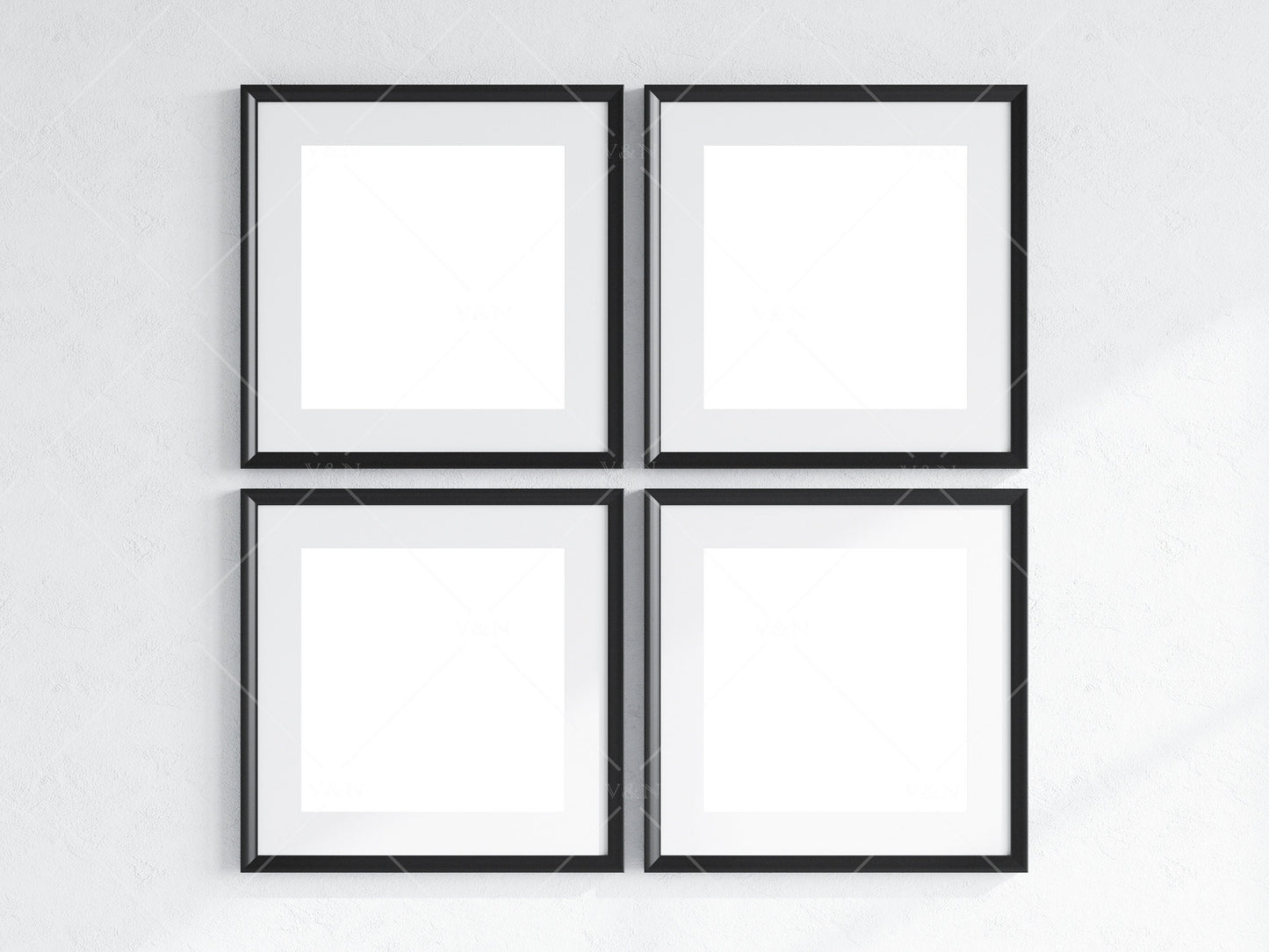 Minimalist Frames Mockup, 4 Square Black Frames Mockup, Poster Mockup, Four Square Frames Mockup, 4 Frame Mockup for Print, JPG PNG PSD