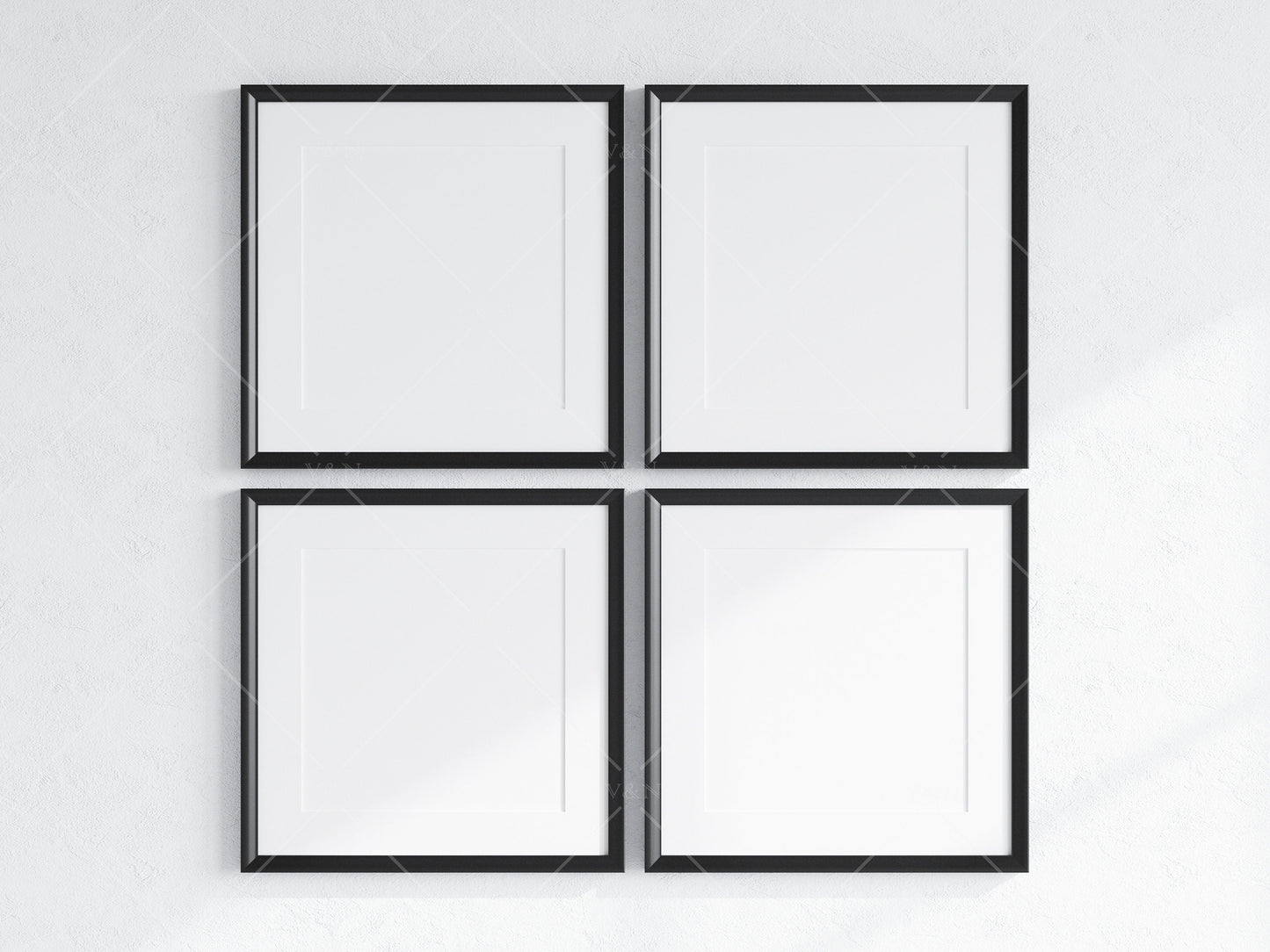 Minimalist Frames Mockup, 4 Square Black Frames Mockup, Poster Mockup, Four Square Frames Mockup, 4 Frame Mockup for Print, JPG PNG PSD