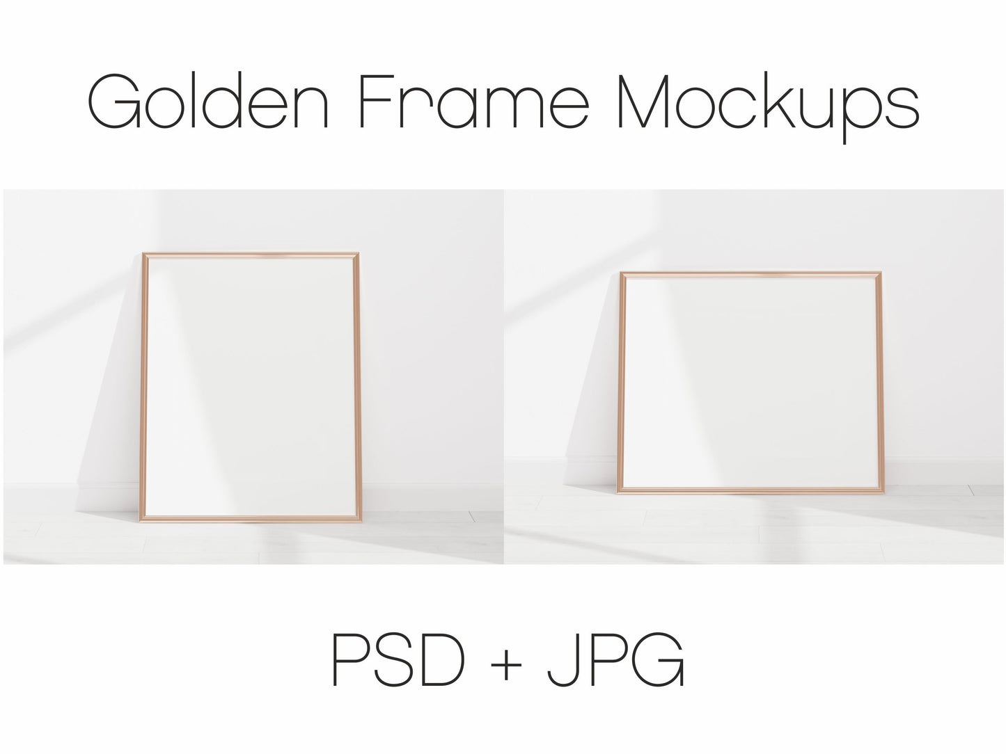 Minimalist Frame Mockup, Horizontal and Vertical Golden Frame Mockup, Landscape Mockup, Portrait Golden Frame Mockup, Frame Mockup for Print