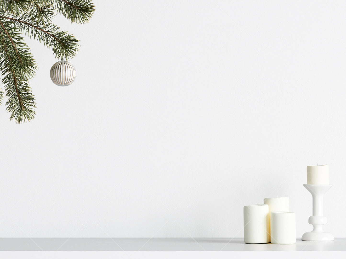 Christmas Blank Wall Mockup, Empty Wall Mockup With Christmas Tree, Modern Interior Wall Mockup, Living Room Wall Mockup, Wall Mockup