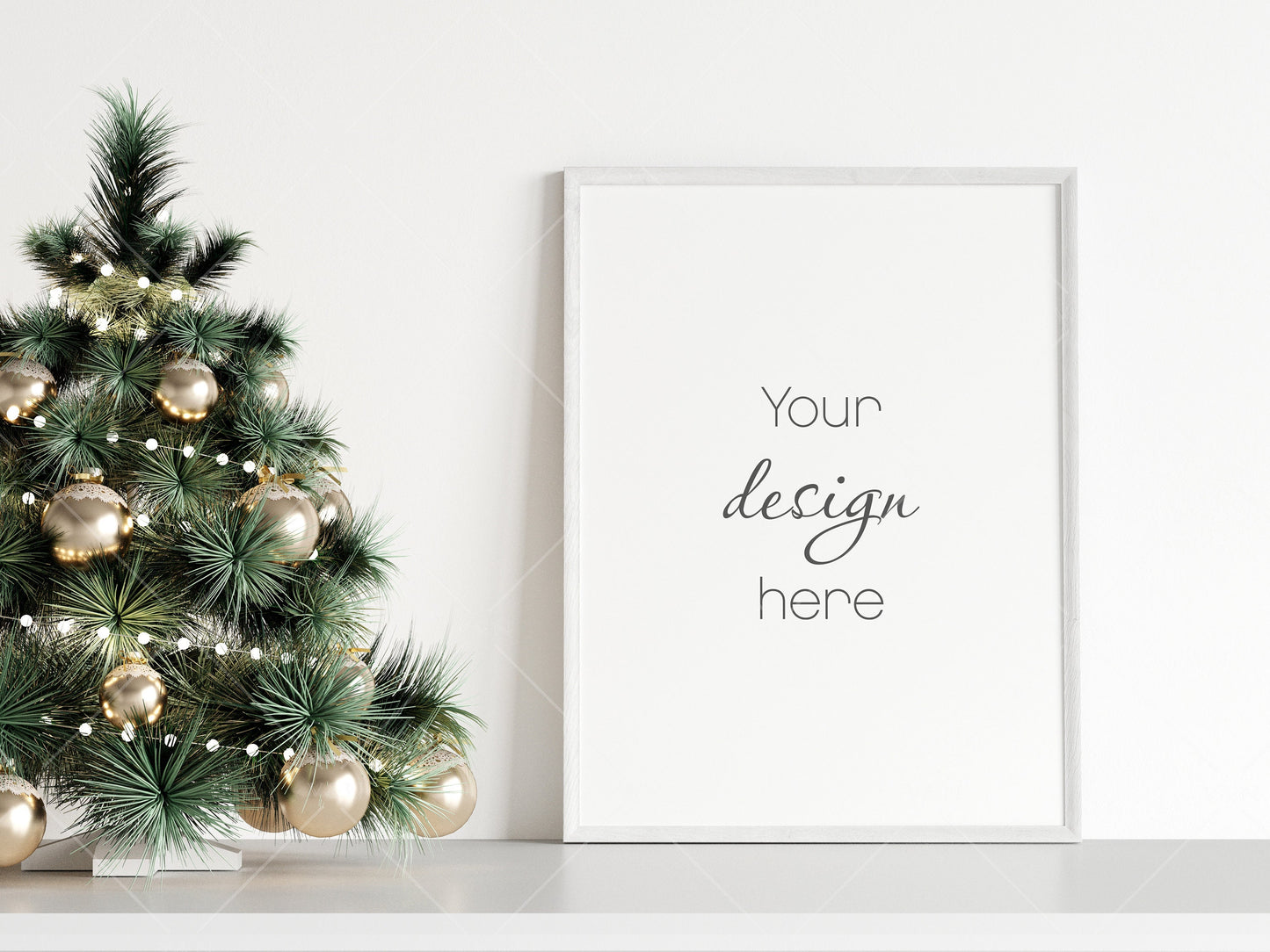 Christmas Frame Mockup 3:4 ratio, Minimalist Frame Mockup, Vertical White Frame Mockup, Portrait Frame Mockup Christmas, PSD JPG PNG