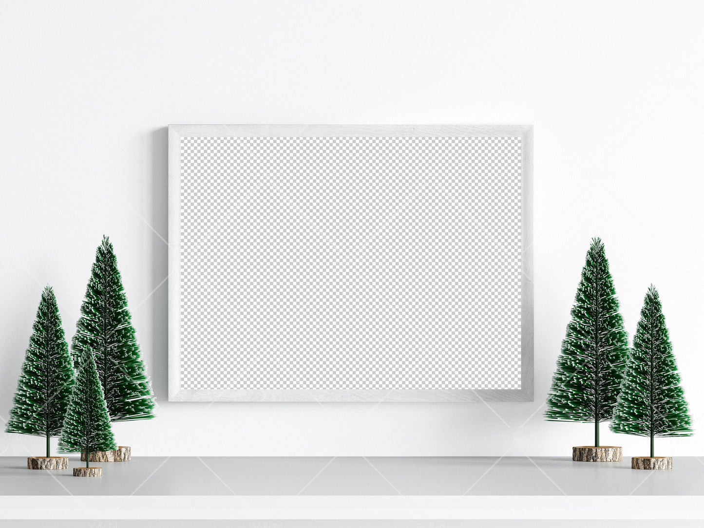 Christmas Frame Mockup 4:3 ratio, Minimalist Frame Mockup, Horizontal Wooden Frame Mockup, Landscape Frame Mockup Christmas, PSD JPG PNG