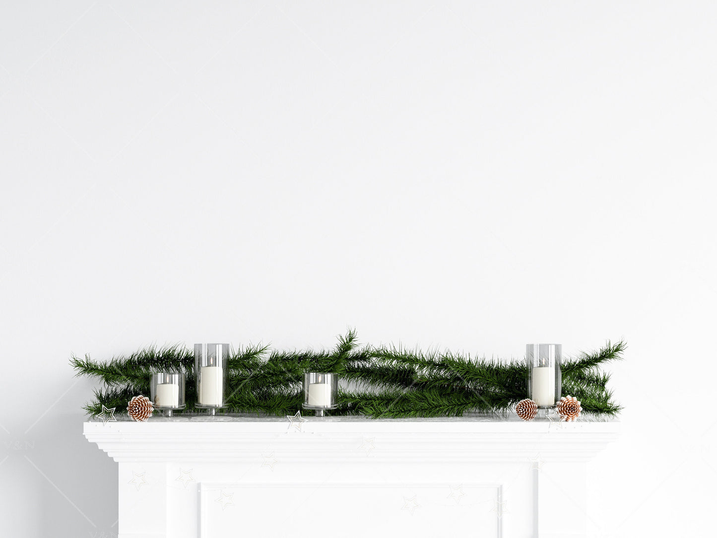 Christmas Blank Wall Mockup, Empty Wall Mockup With Christmas Tree, Modern Interior Wall Mockup, Living Room Wall Mockup, Wall Mockup