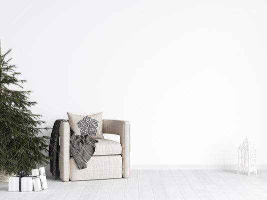 Christmas Blank Wall Mockup, Empty Wall Mockup With Christmas Tree, Modern Interior Wall Mockup, Living Room Wall Mockup, Wall Mockup