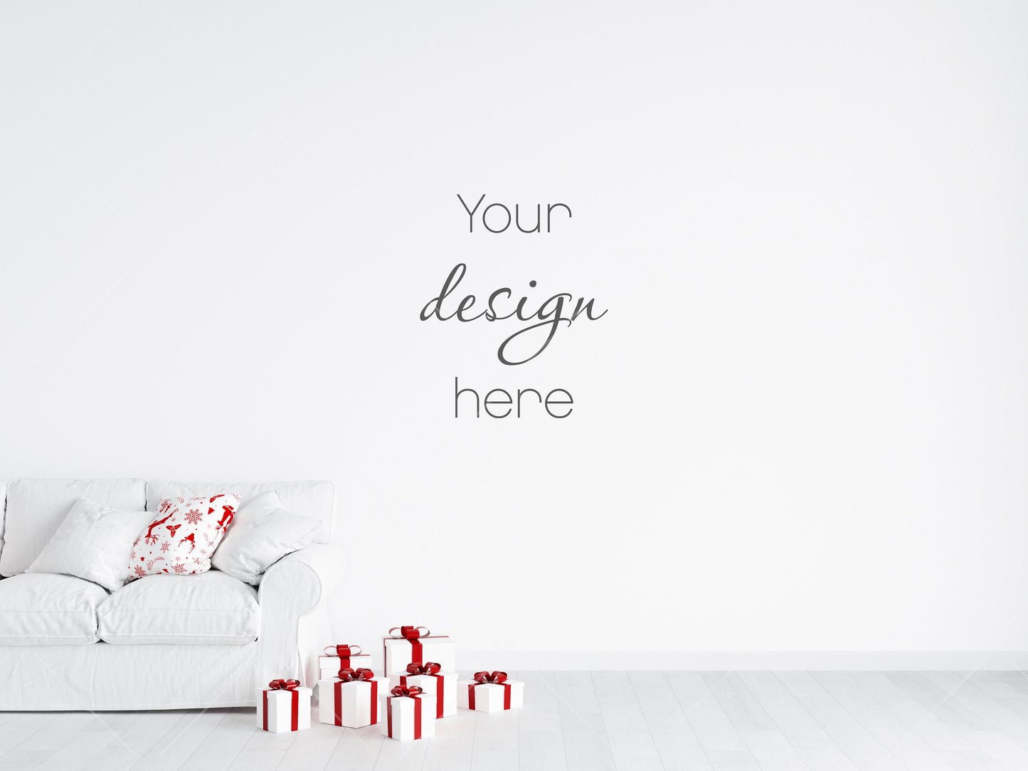 Christmas Blank Wall Mockup, Empty Wall Mockup, Modern Interior Wall Mockup, Living Room Wall Mockup, Wall Mockup