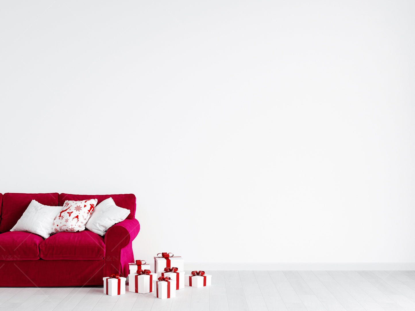 Christmas Interior Mockup, Empty Wall Mockup, Blank Wall Mockup, Living Room Wall Mockup, Wall Mockup