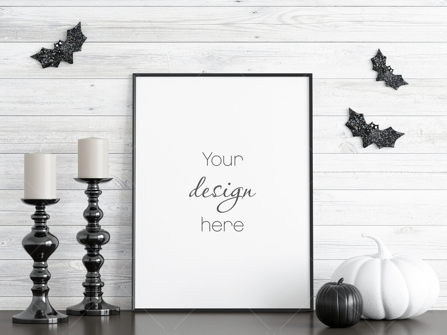 Halloween Frame Mockup 3:4 ratio, Minimalist Frame Mockup, Vertical Black Frame Mockup, Portrait Frame Mockup Halloween, PSD JPG PNG