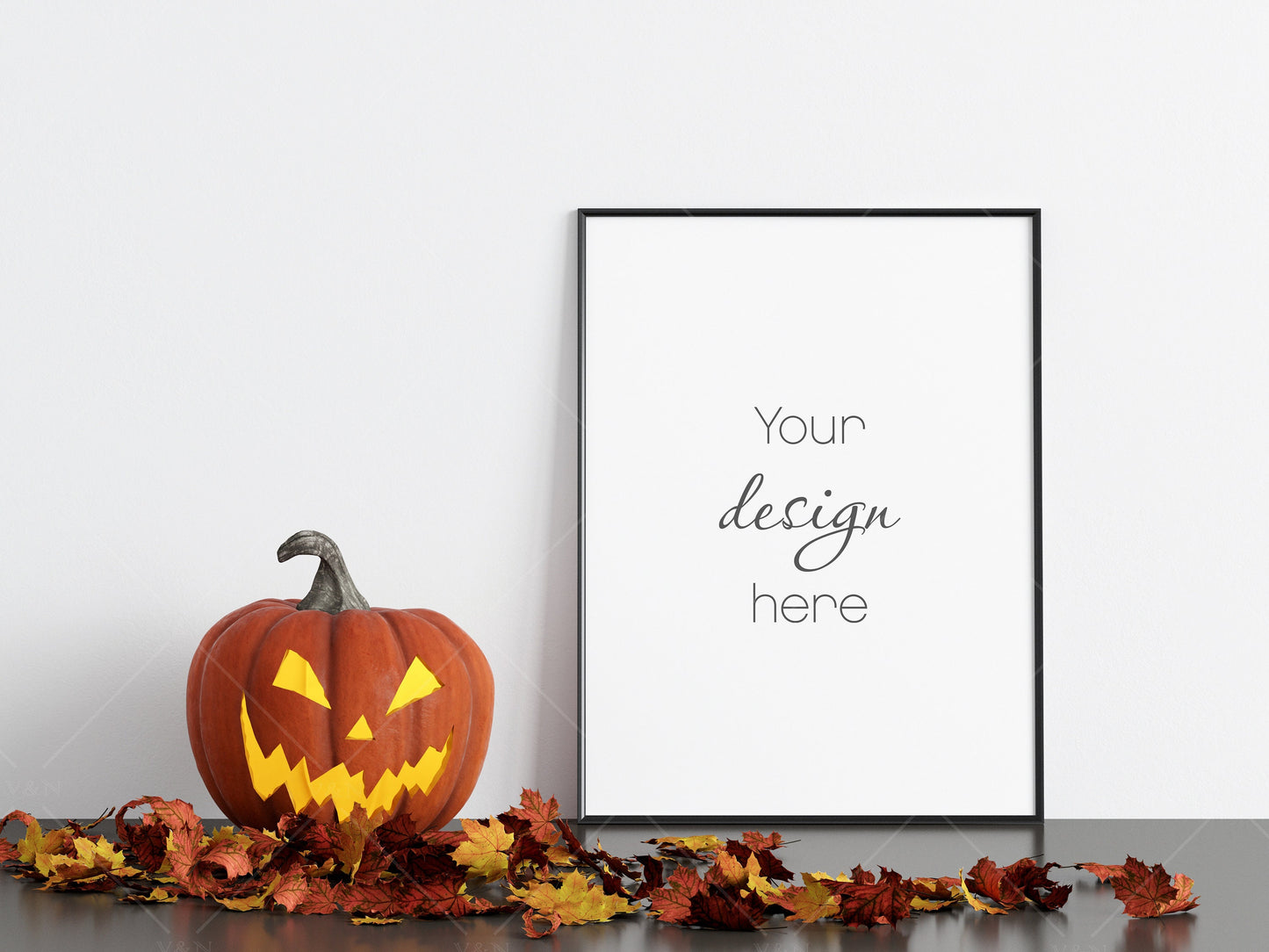 Halloween Frame Mockup 3:4 ratio, Minimalist Frame Mockup, Vertical Black Frame Mockup, Portrait Frame Mockup Halloween, PSD JPG PNG