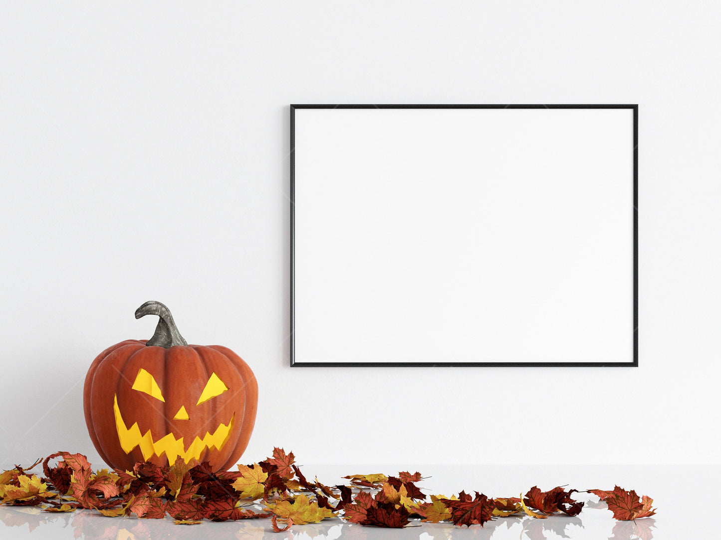 Halloween Frame Mockup 3:4 ratio, Minimalist Frame Mockup, Horizontal Black Frame Mockup, Landscape Frame Mockup Halloween, PSD JPG PNG