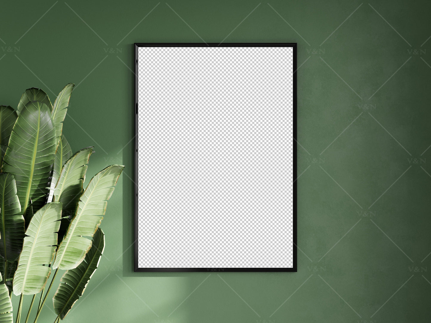 Frame Mockup With Plant, Living Room Frame Mockup, Minimalist Frame Mockup, Vertical Black Frame Mockup A1, PSD JPG PNG