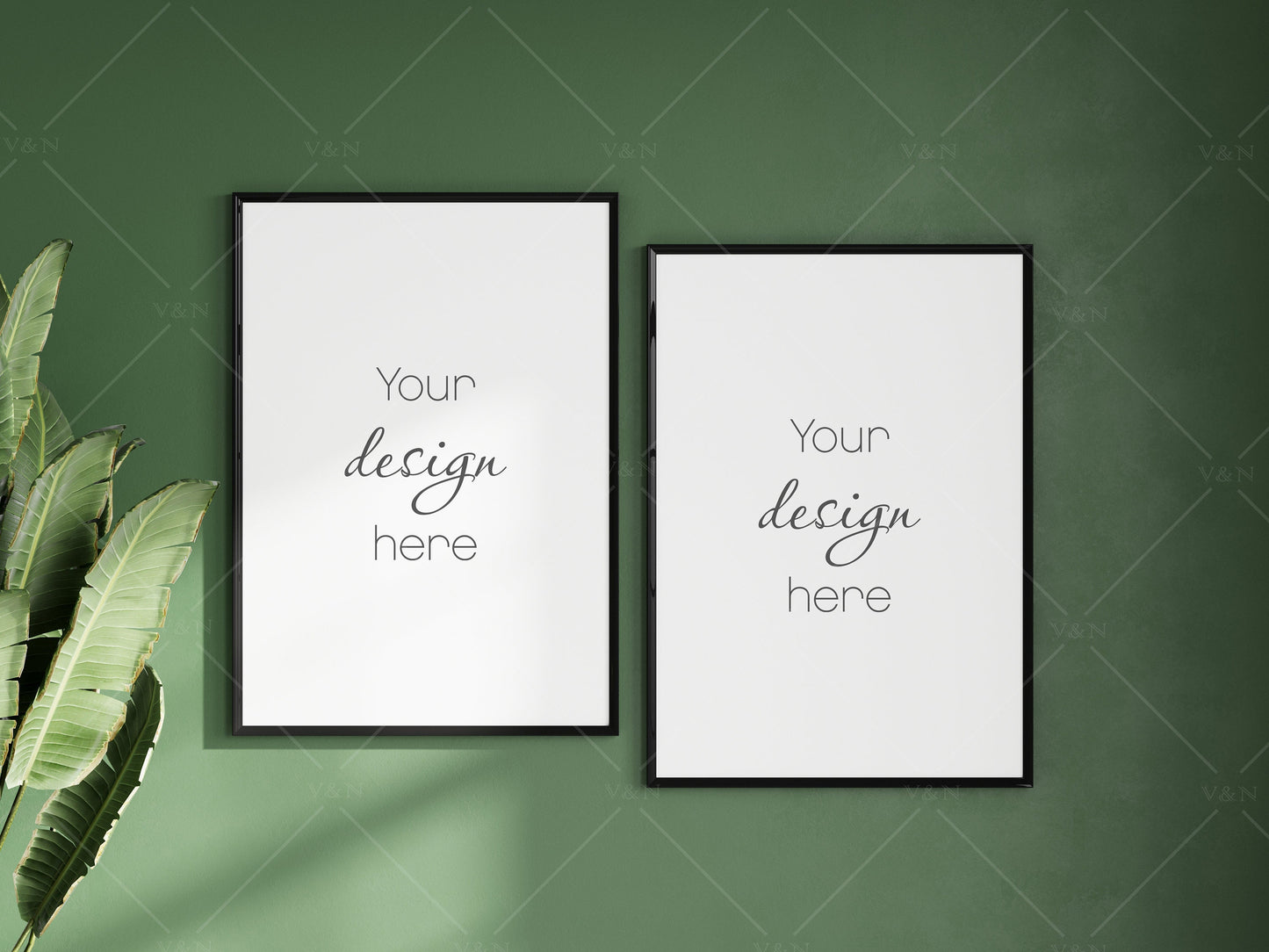 Living Room Frame Mockup, 2 Minimalist Frames Mockup, Two Vertical Black Frames Mockup A1, Vertical Frames Mockup, Frame Mockup for Print