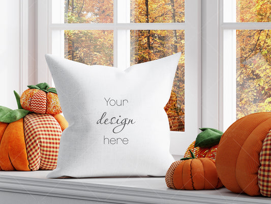 White Pillow Mockup, Halloween Pillow Mockup JPG, Square Pillow Mockup, Fall Square Pillow Mockup