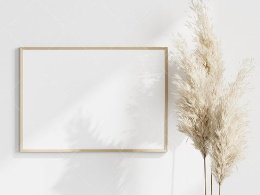 Minimalist Boho Frame Mockup, Minimalist Poster Mockup, Horizontal Wooden Frame Mockup A1, Frame Mockup for Print, Frame Mockup for Art