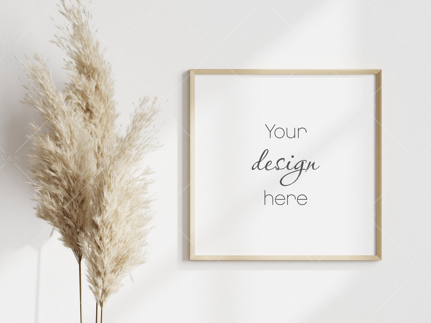 Frame Mockup Boho, Minimalist Poster Mockup, Square Wooden Frame Mockup, Frame Mockup for Print, Frame Mockup for Art