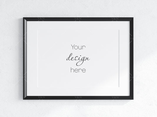 Minimalist Frame Mockup, Landscape Black Frame Mockup A1, Horizontal Frame Mockup, Frame Mockup for Print, Frame Mockup for Art