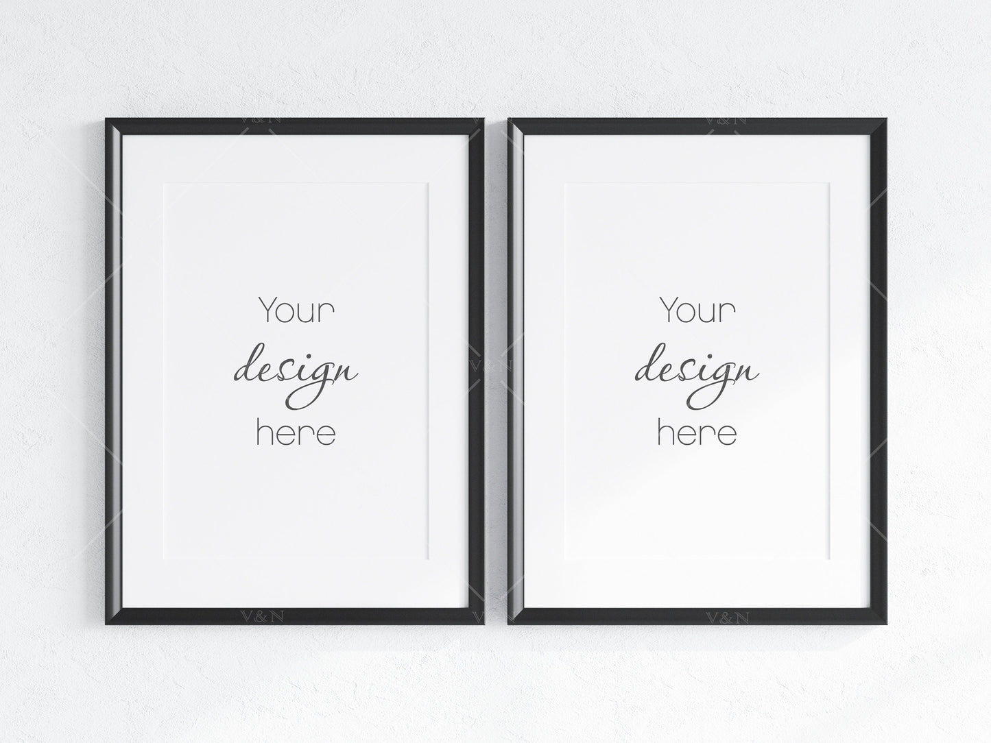 2 Minimalist Frame Mockup, Two Vertical Black Frame Mockup, Poster Mockup, Portrait Frame Mockup, Frame Mockup for Print, JPG PNG PSD