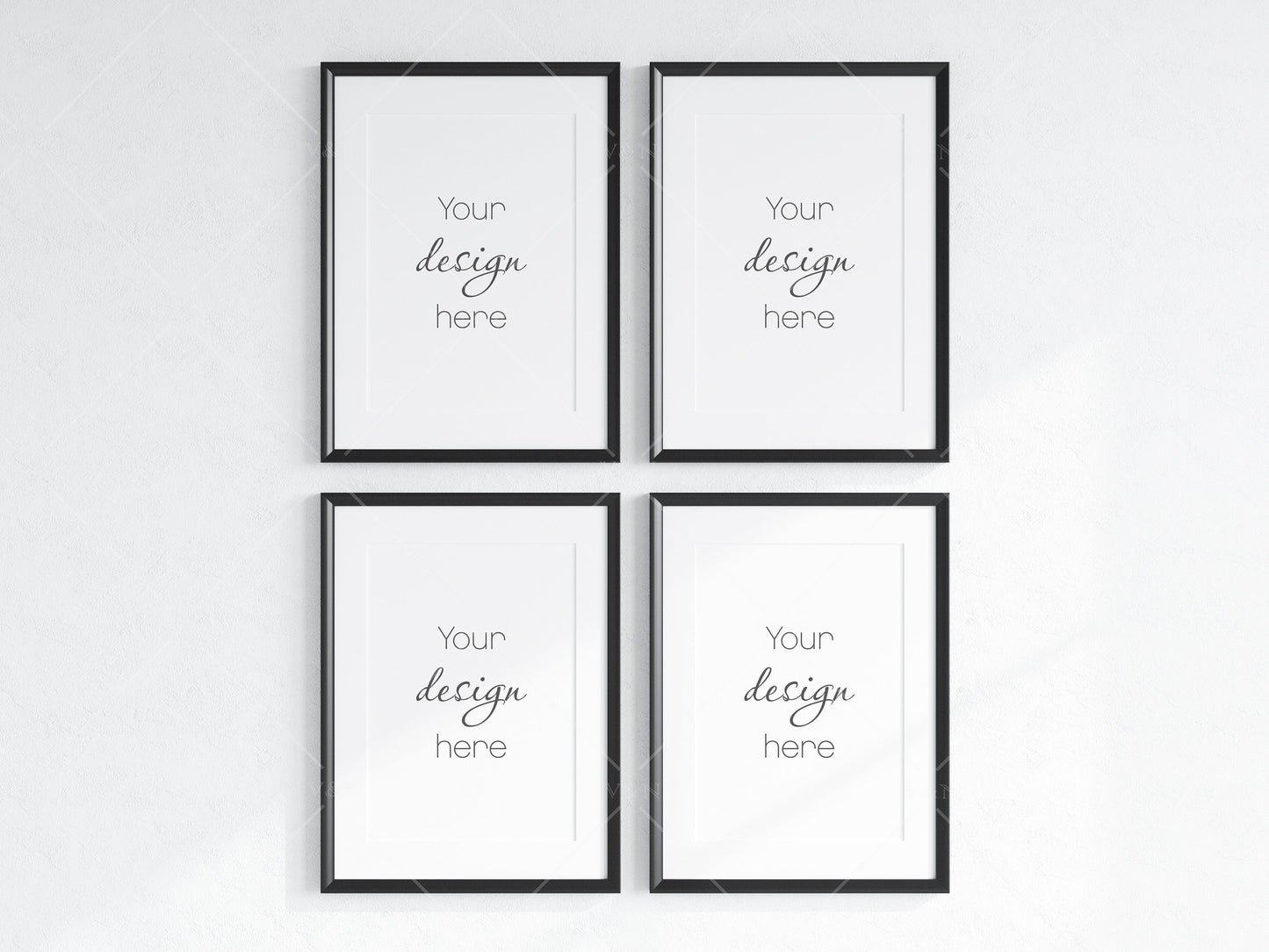 4 Minimalist Frame Mockup, Four Vertical Black Frame Mockup, Poster Mockup, Portrait Frame Mockup, Frame Mockup for Print, JPG PNG PSD