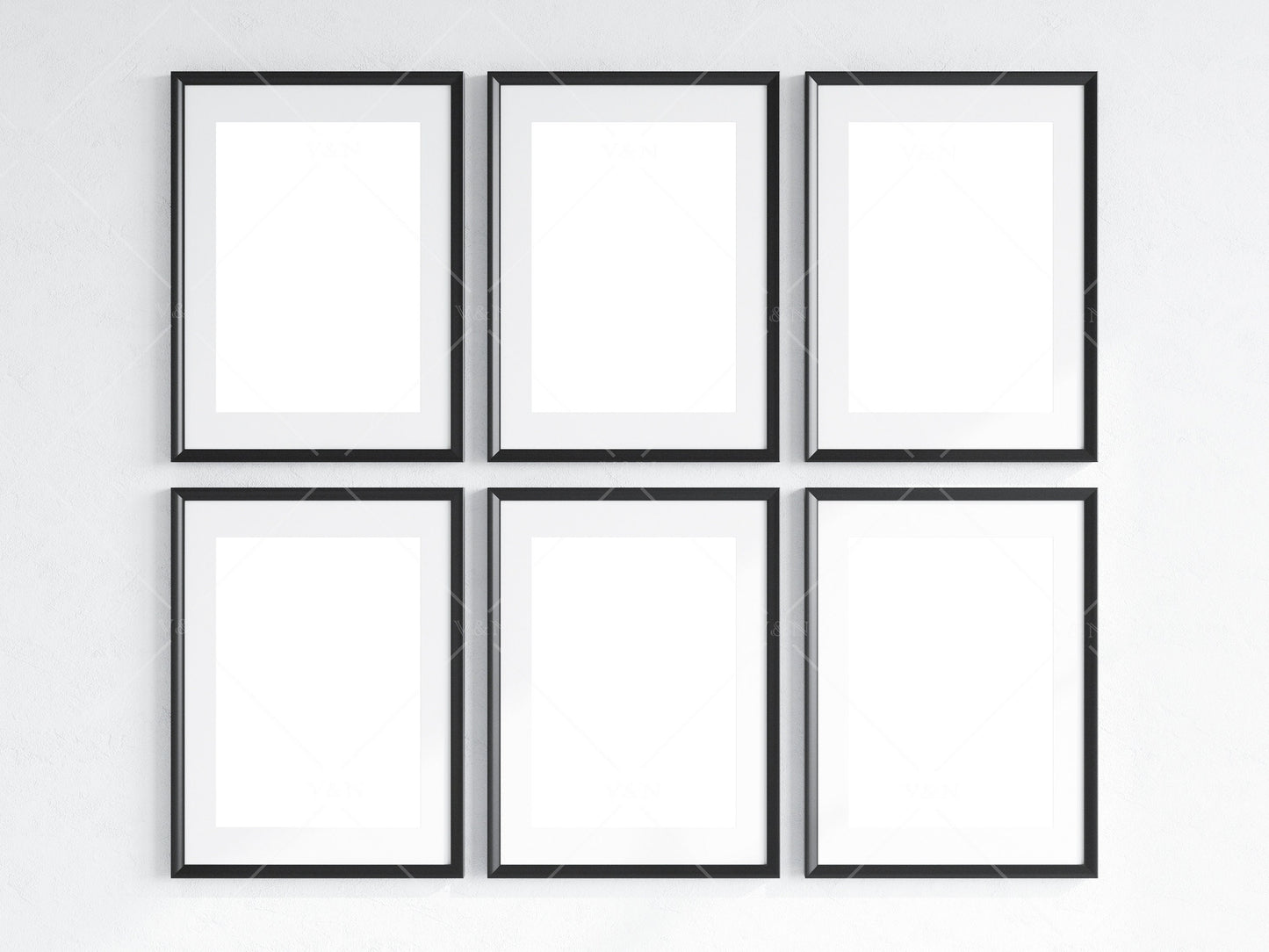 6 Minimalist Frame Mockup, Six Vertical Black Frame Mockup, Poster Mockup, Portrait Frame Mockup, Frame Mockup for Print, JPG PNG PSD