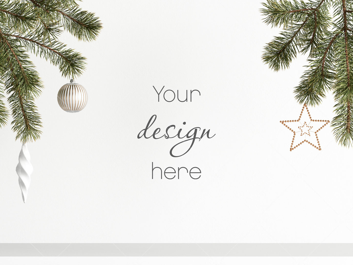 Christmas Blank Wall Mockup, Empty Wall Mockup With Christmas Tree, Modern Interior Wall Mockup, Living Room Wall Mockup, Wall Mockup