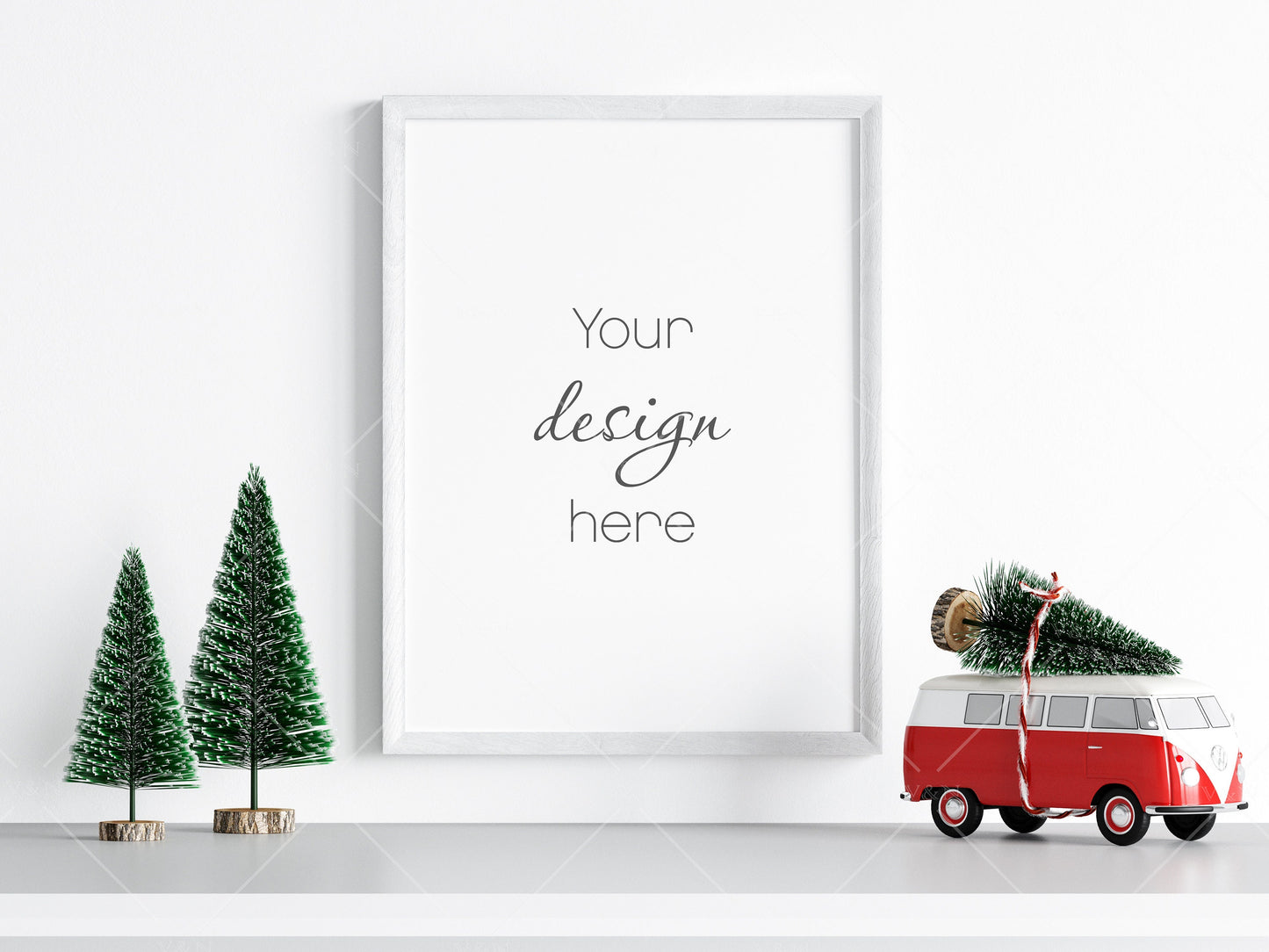 Christmas Frame Mockup 3:4 ratio, Minimalist Frame Mockup, Vertical White Frame Mockup, Portrait Frame Mockup Christmas, PSD JPG PNG