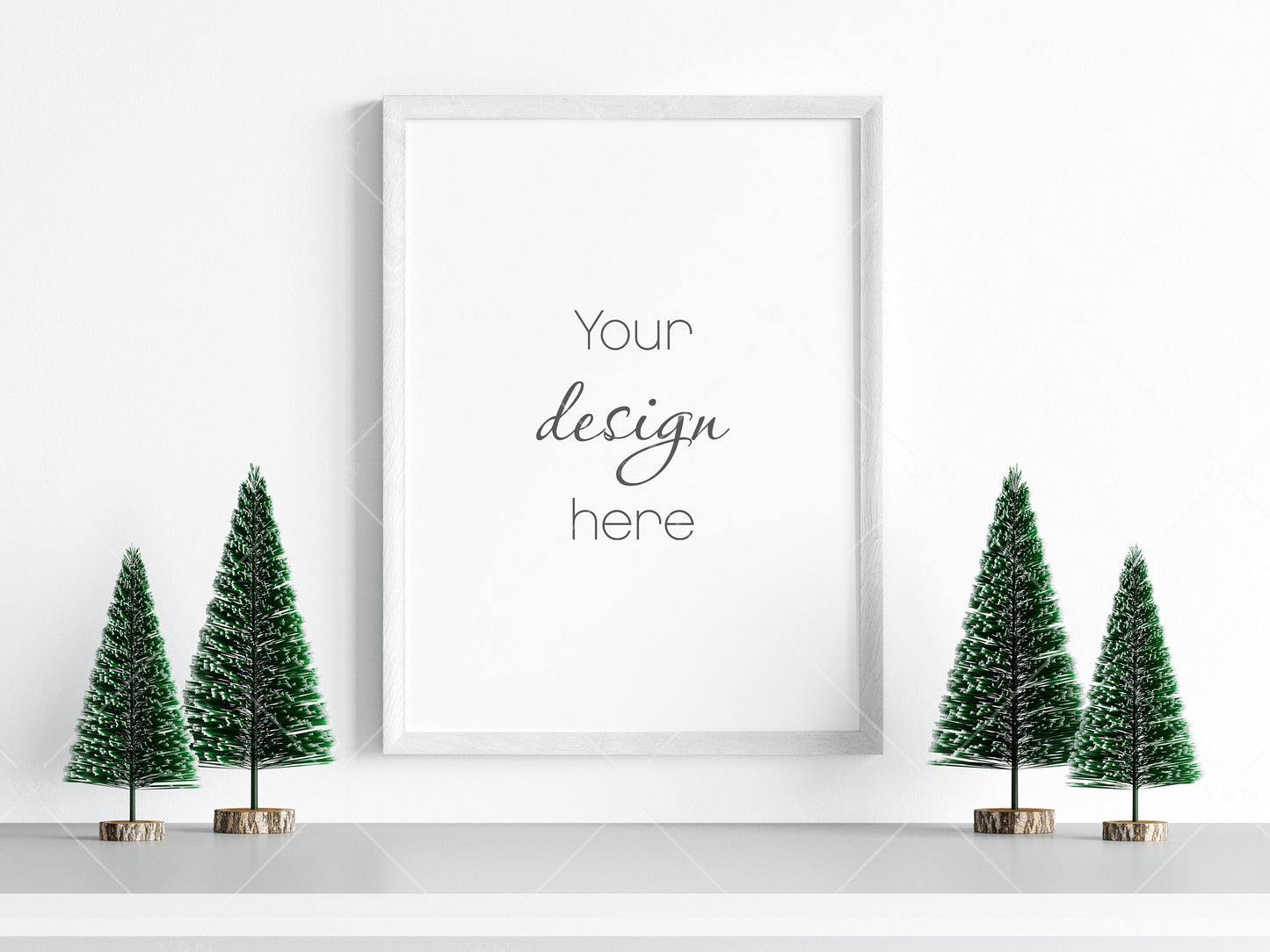 Christmas Frame Mockup 3:4 ratio, Minimalist Frame Mockup, Vertical White Frame Mockup, Portrait Frame Mockup Christmas, PSD JPG PNG