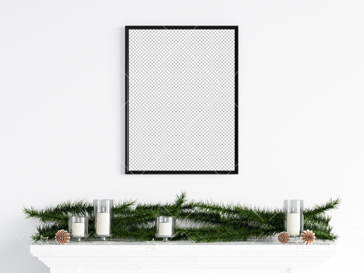 Christmas Frame Mockup 3:4 ratio, Minimalist Frame Mockup, Vertical Black Frame Mockup, Portrait Frame Mockup Christmas, PSD JPG PNG