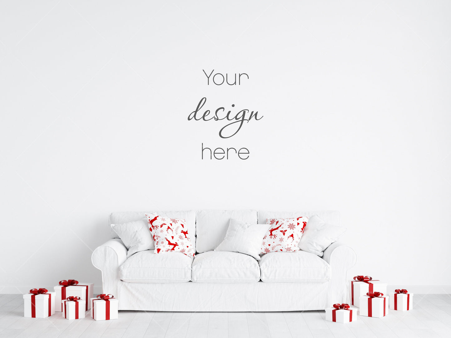 Christmas Blank Wall Mockup, Empty Wall Mockup, Modern Interior Wall Mockup, Living Room Wall Mockup, Wall Mockup