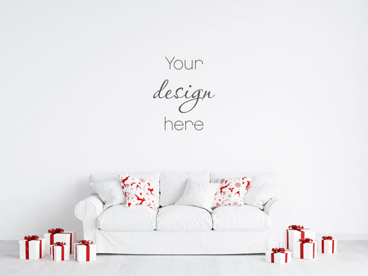 Christmas Blank Wall Mockup, Empty Wall Mockup, Modern Interior Wall Mockup, Living Room Wall Mockup, Wall Mockup