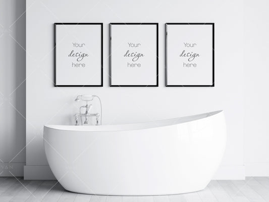 Moderm Bathroom Mockup, Bathroom Wall Mockup, Frame Mockup 3x4, Poster Mockup, Modern Interior Mockup, Frame Mockup