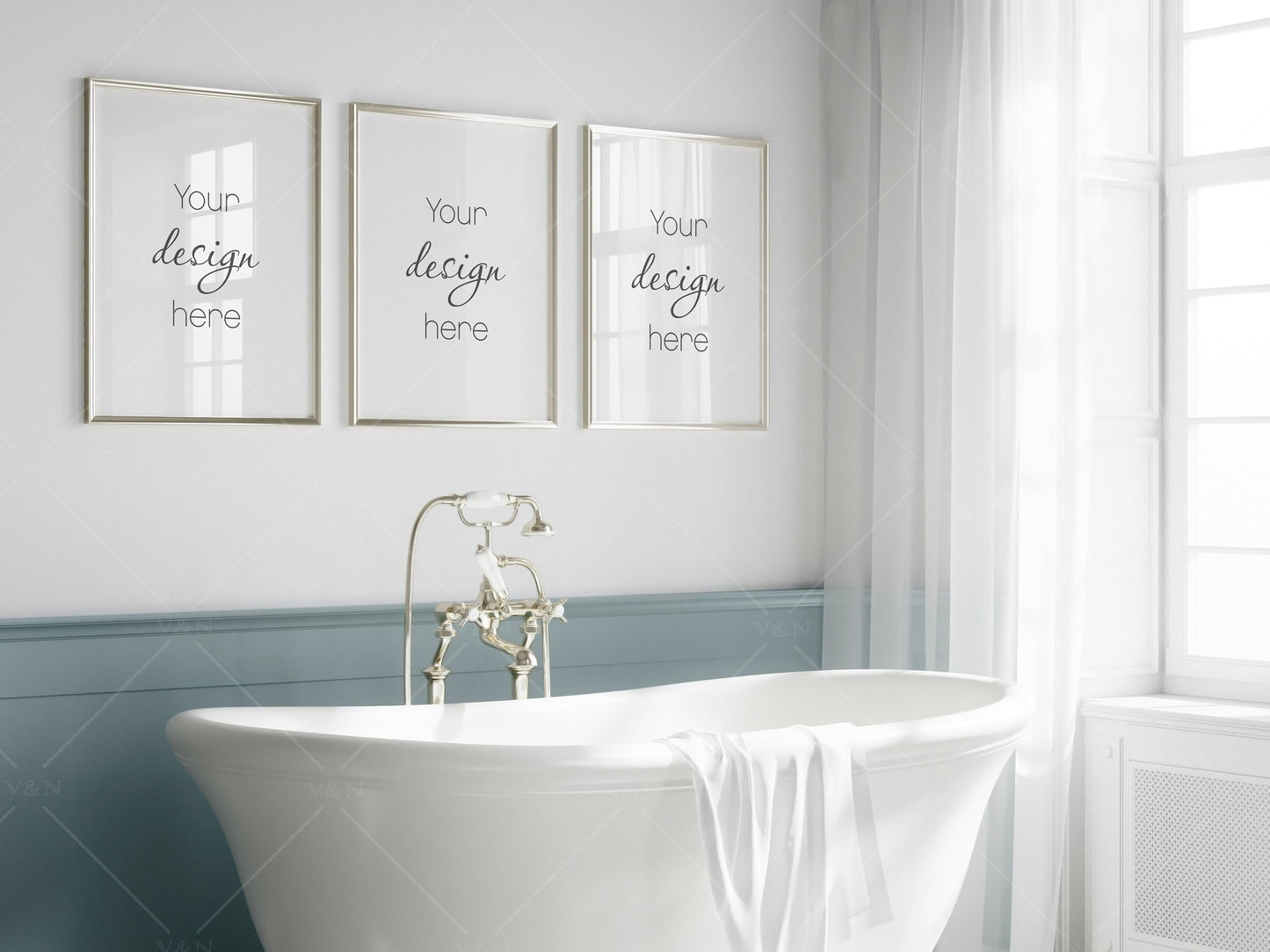 Bathroom Mockup, Bathroom Wall Mockup, Frame Mockup 3x4, Poster Mockup, Modern Interior Mockup, Frame Mockup