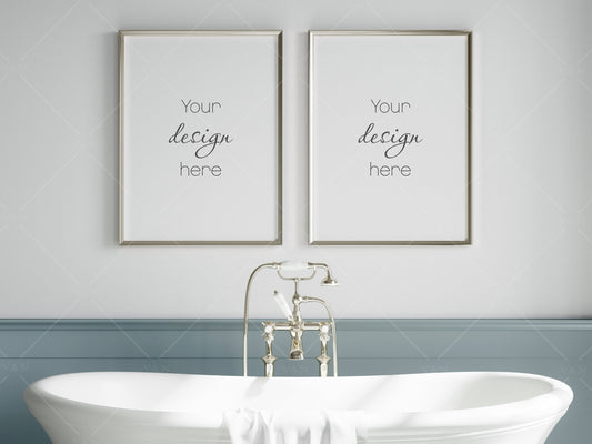 Moderm Bathroom Mockup, Bathroom Wall Mockup, Frame Mockup 3x4, Poster Mockup, Modern Interior Mockup, Frame Mockup