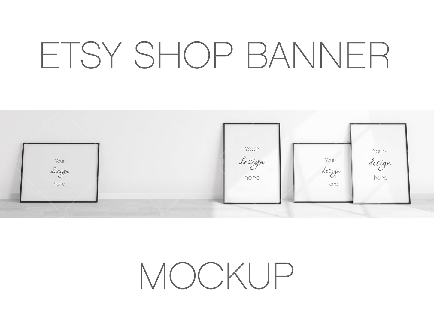 Etsy Shop Banner Mockup With Black Frames A1, Minimalist Frame Mockup, Poster Mockup, Frame Mockup for Print, Frame Mockup for Art