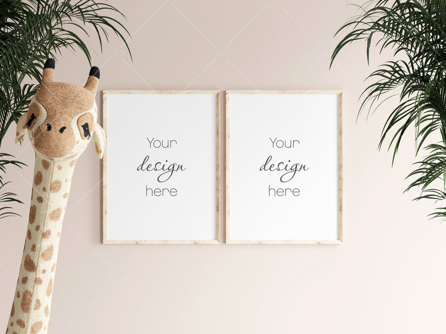 Nursery Frame Mockup, Modern Kids Room Frame Mockup, Portrait Frames Nursery Interior Wall Mockup, Minimalist Nursery Frame Mockup