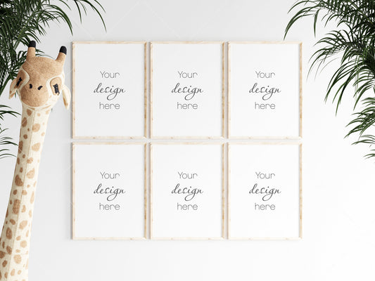 Frame Mockup Nursery, Modern Kids Room Frame Mockup, Portrait Frames Nursery Interior Wall Mockup, Minimalist Nursery Frame Mockup