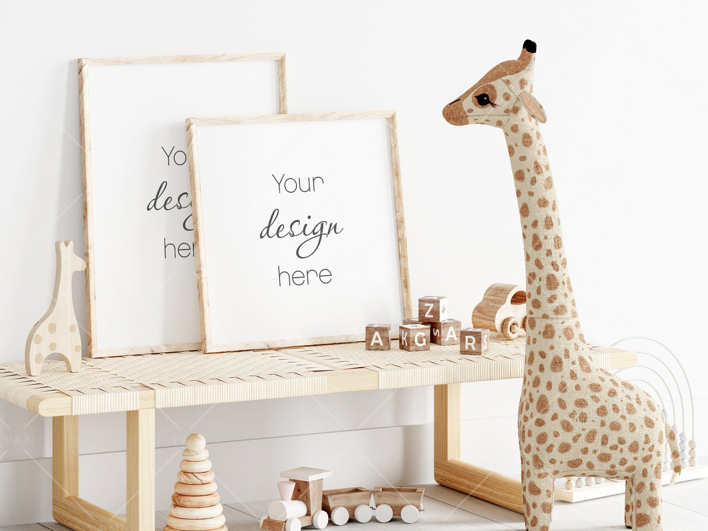 Kids Room Frame Mockup, Nursery Frame Mockup, Portrait Frame Nursery Interior Wall Mockup, Minimalist Nursery Frame Mockup