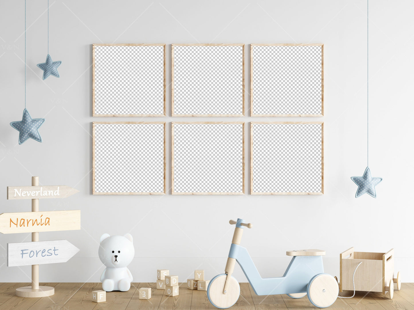 Frame Mockup Nursery, Modern Kids Room Frame Mockup, Portrait Frames Nursery Interior Wall Mockup, Minimalist Nursery Frame Mockup