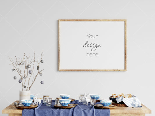 Christmas Dining Room Frame Mockup 3:4 ratio, PSD JPG PNG