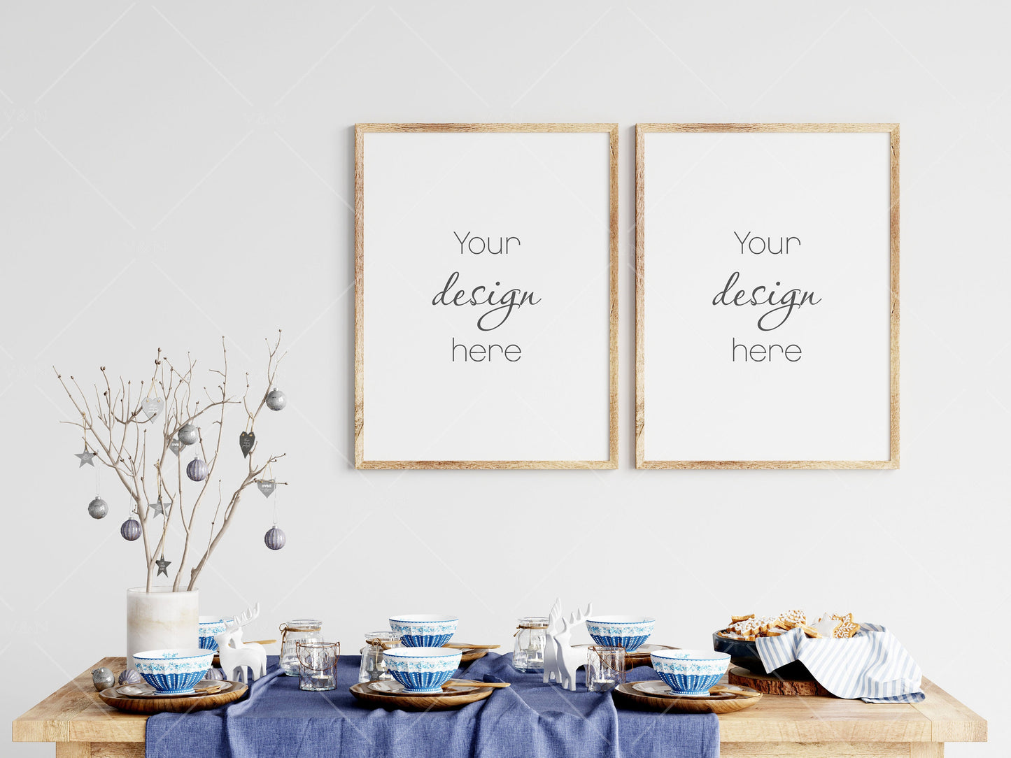 Christmas Dining Room Frame Mockup 3:4 ratio, PSD JPG PNG